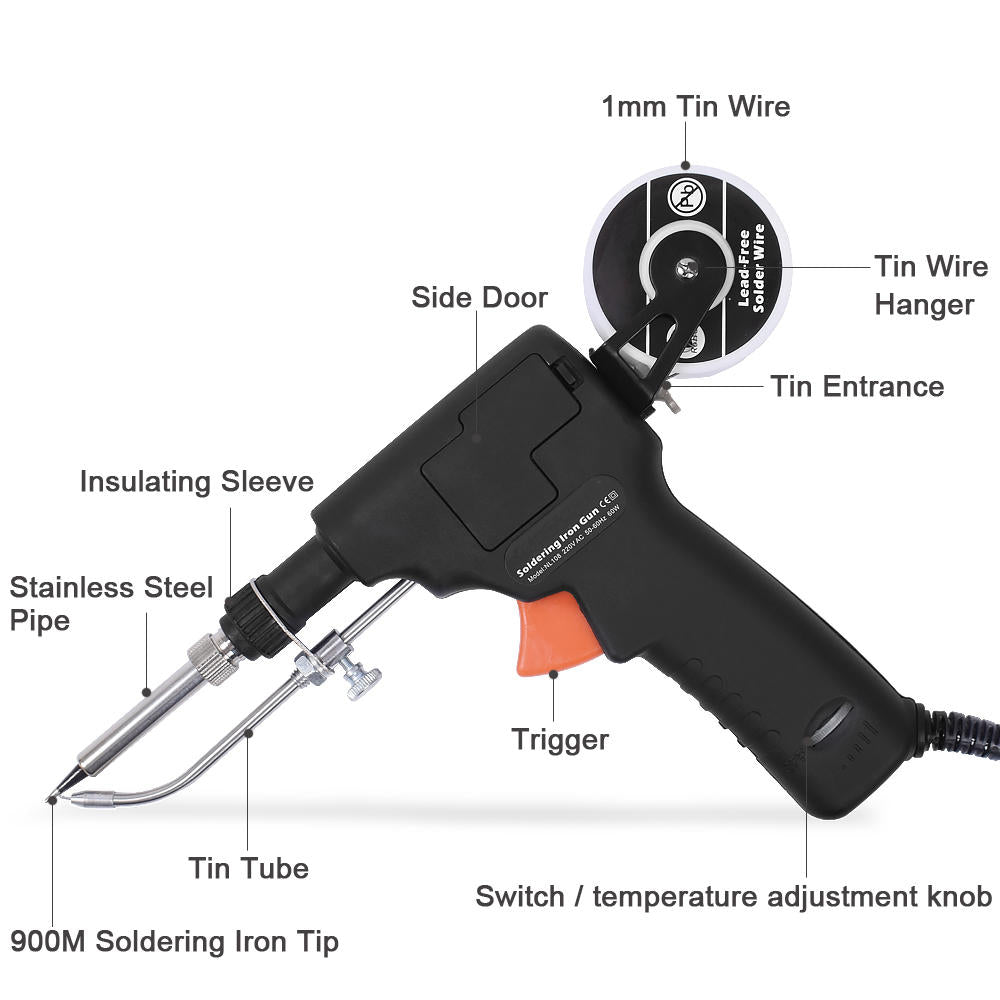 60W Automatically Send Tin Solder Iron 260-480 Adjustable Temperature Rework Station EU Plug/US Plug with Sunction Pump & Solder Wire