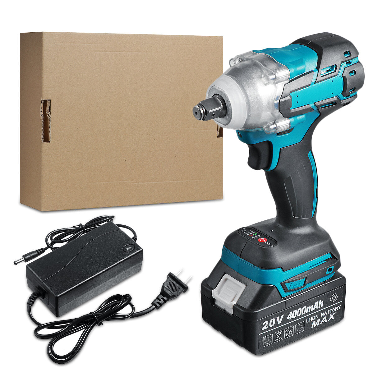 20V 4000mAh Brushless Electric Impact Wrench Cordless 1/2" Socket Tool For Makita Battery