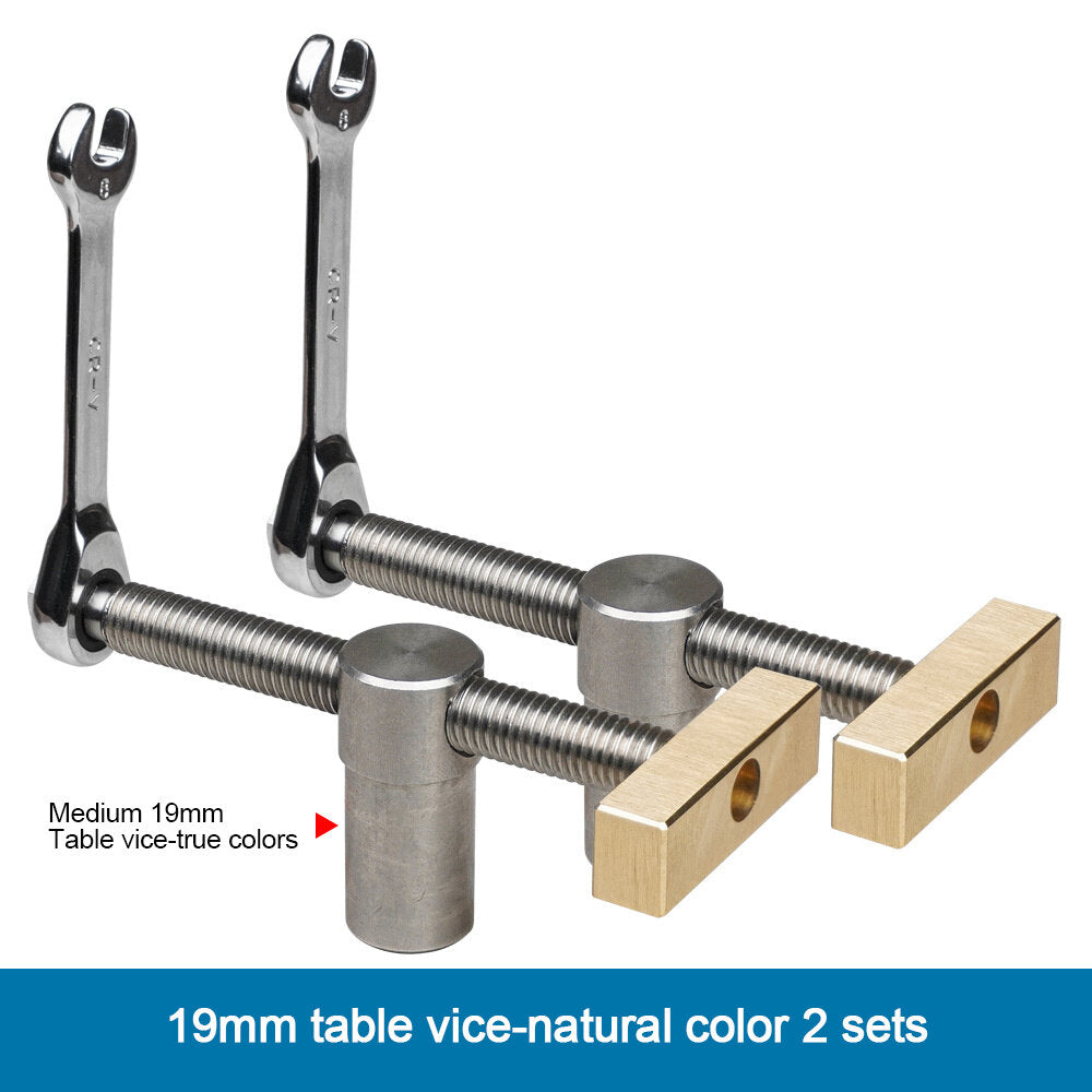 Woodworking Table Vice Clamp - Durable Brass & Stainless Steel, 19mm/20mm, Ratchet Mechanism, 1/2 PCS Options