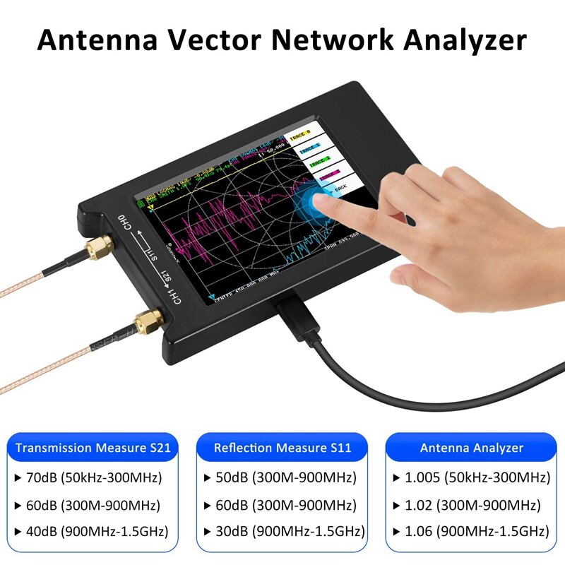 4" LCD 50KHz~1.5GHz VNA HF VHF UHF UV Vector Network Analyzer