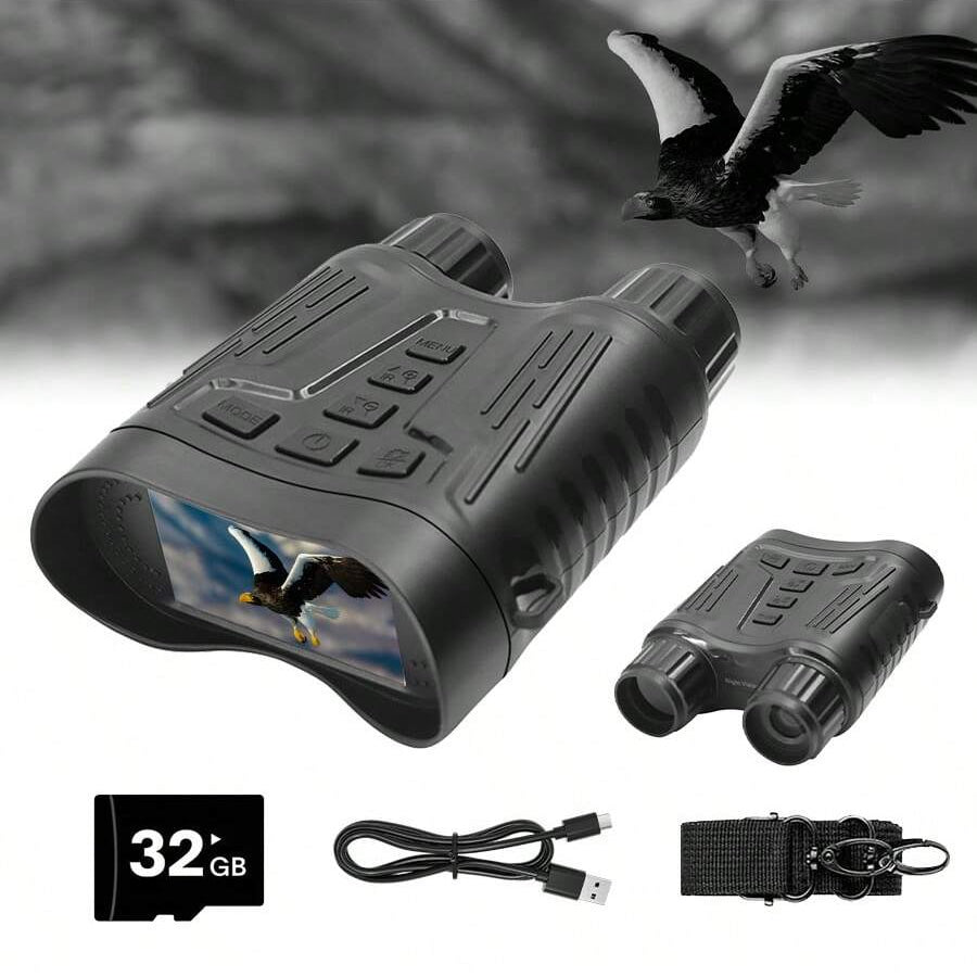 Dual Camera Night Vision Device with 3.2" HD Screen, 1080P Video, Infrared Light, Rechargeable Battery, and TF Card Support