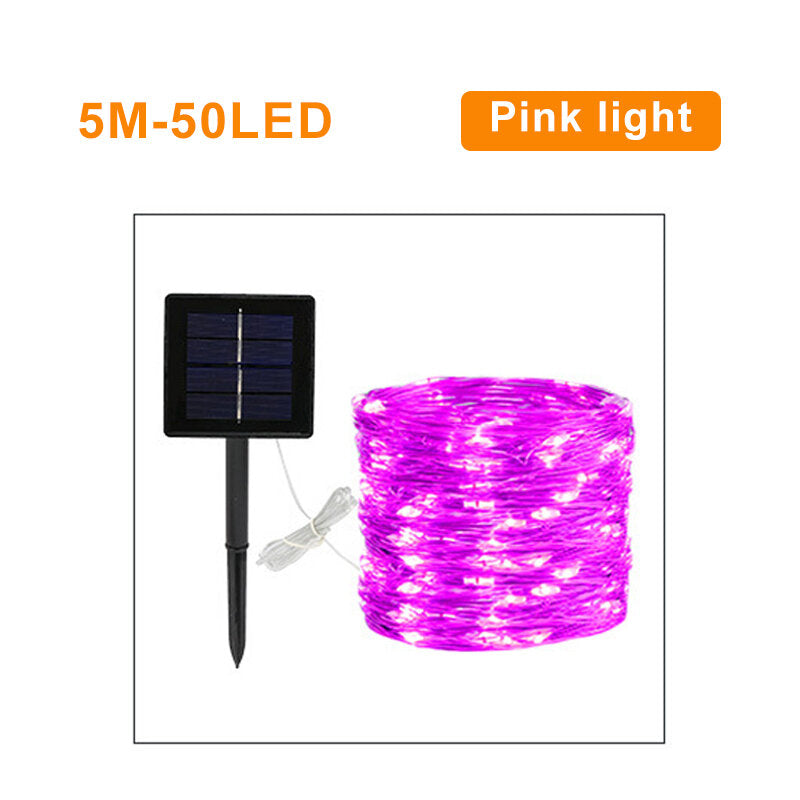 8 Modes 5m 50 LED Solar Power Fairy Lights String Lamps Party Wedding Decor Garden Christmas Tree Decorations Lights