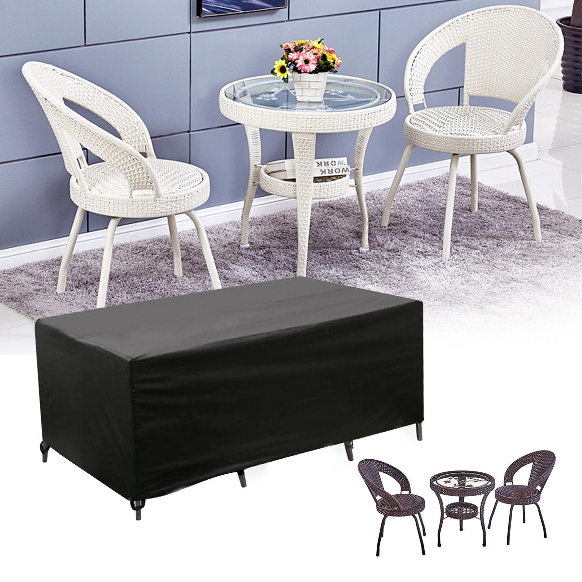 123x61x72CM Outdoor Trestle Table Anti-dust Cover Waterproof Desk Chair Protector