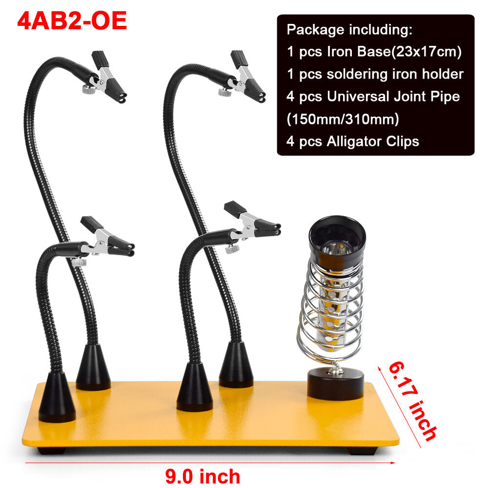 Magnetic Base Soldering Welding Third Hand PCB Holder with 3X LED Illuminated Magnifier Lamp Welding Tool Kit