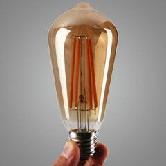 AC85-265V E27 ST64 4W Warm White Retro Antique COB Edison LED Light Bulb for Home Living Room Decor