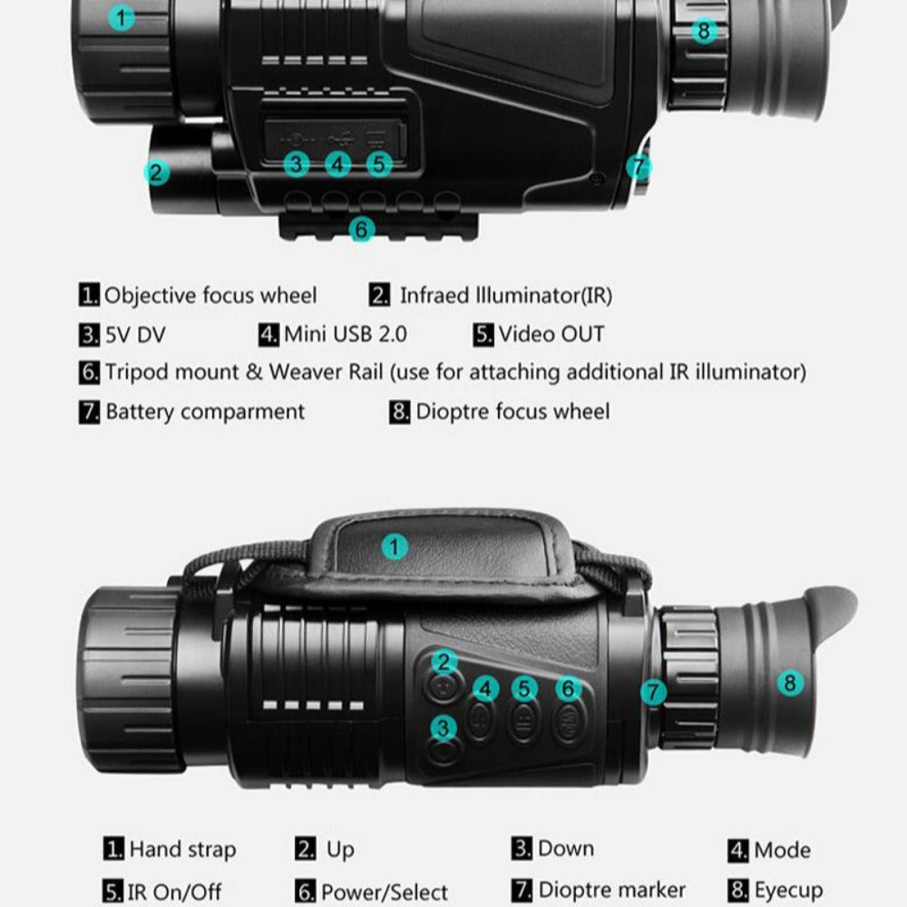 200M IR Night Vision Telescope - Digital Hunting Scope with Photo/Video Recording & Replay