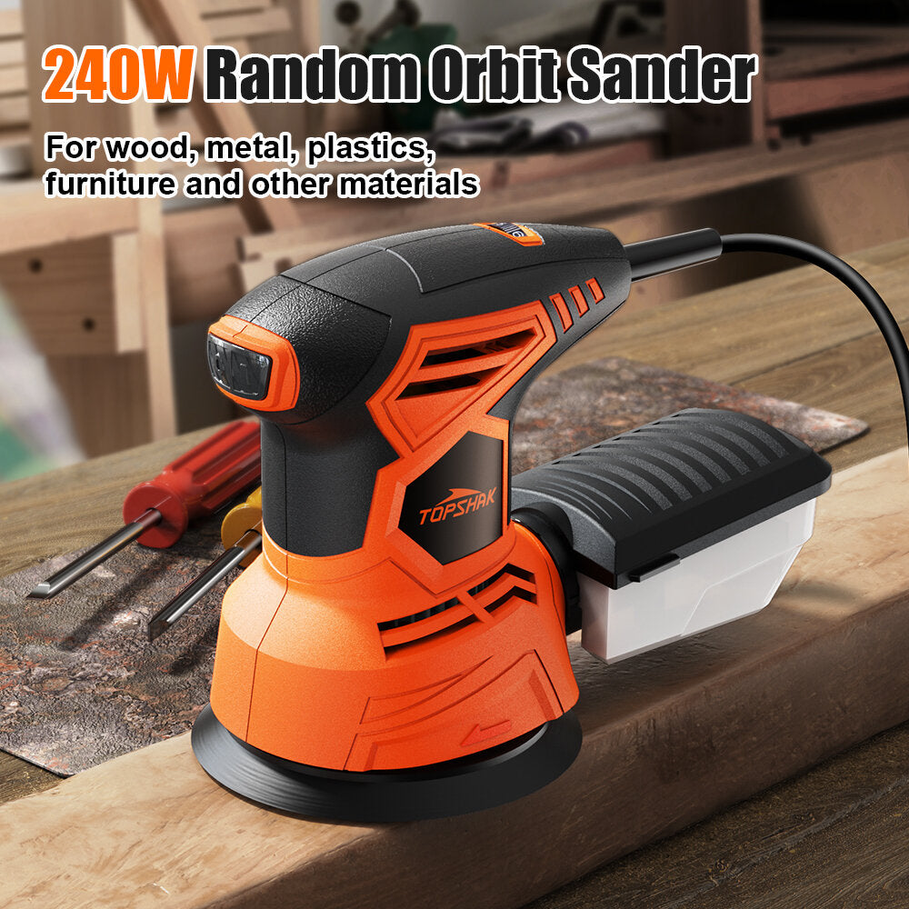 110V/220V 240W Electric Random Orbital Sander Rotary Sander 125mm with 20Pcs Sandpapers Circular Sander Dust Collection Box
