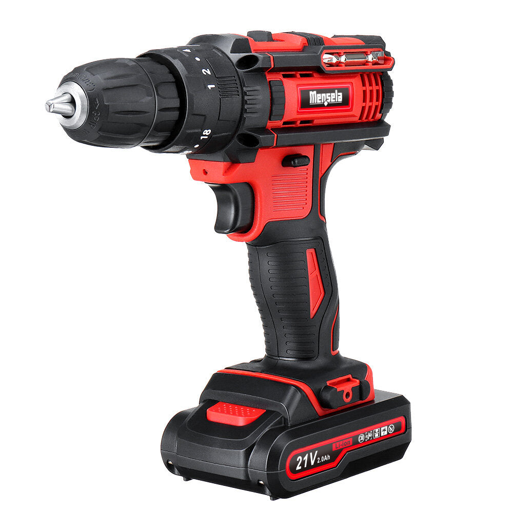 21V 3 In 1 Cordless Drill Power Drill Driver Hammer Combo Kit Double Speed with LED lighting 2Pcs 2.0Ah Battery