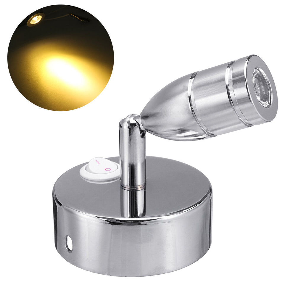 12V-24V Interior LED Reading Spot Light Bedside Wall Lamp For RV Boat Caravan Motorhome