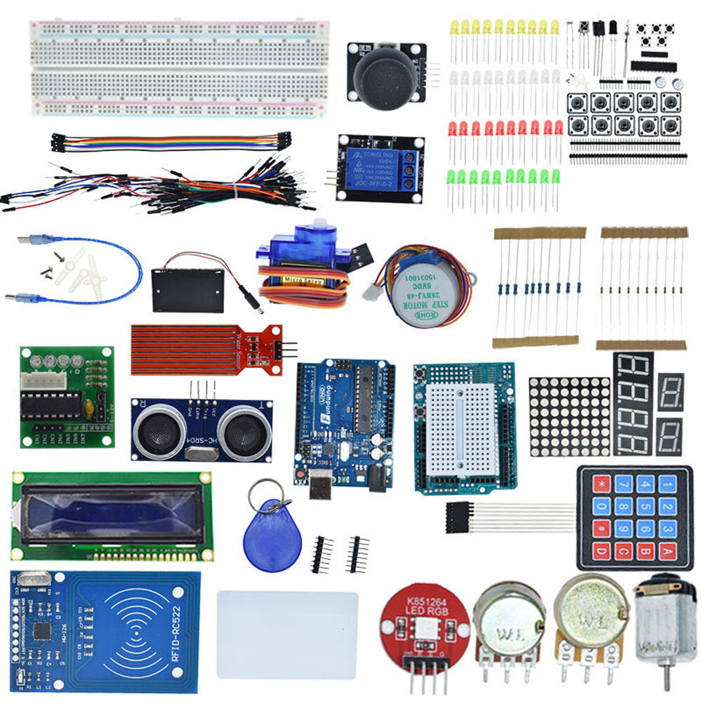 Starter Kit for Arduino UN0 R3 - UN0 R3 Breadboard and Holder Step Motor / Servo /1602 LCD / Jumper Wire/ UN0 R3(Arduino-Compatible)