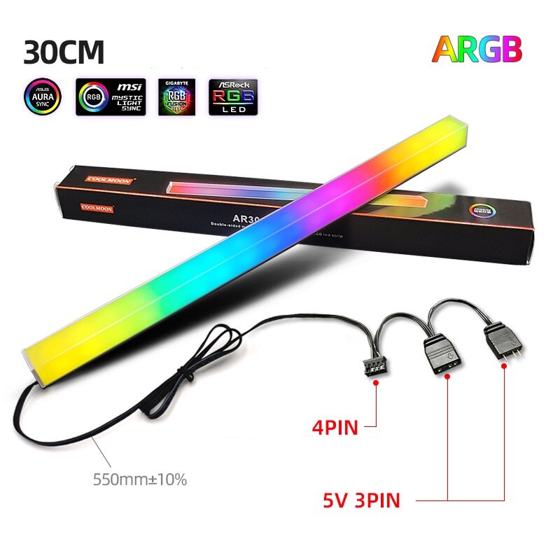 Computer 5V Aluminum Light Strip Chassis Light With Magnetic Multicolor RGB LED Pollution Color Atmosphere Lamp