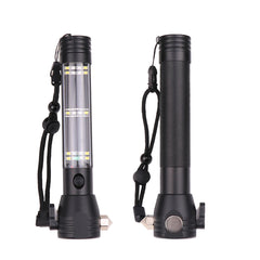 9 in 1 Multifunctional Emergency EDC Tool Hammers Solar Power Charging Flashlight Compass Magnet Survival Tool