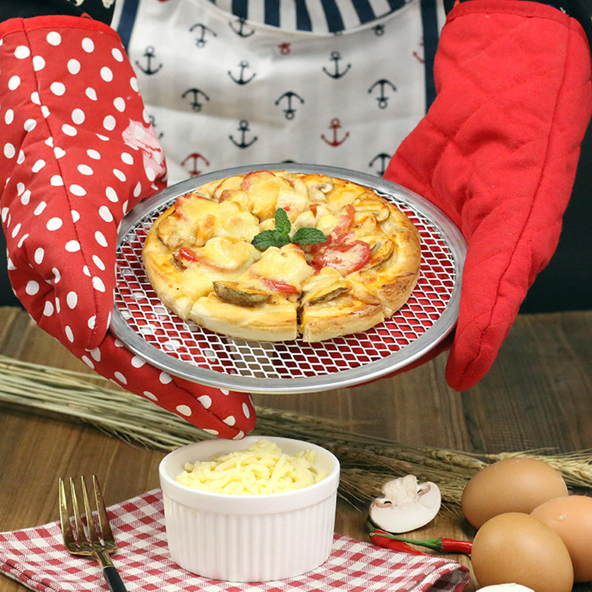 Seamless Rim Aluminium Mesh Pizza Screen Baking Tray Net Bakeware Cooking Tools