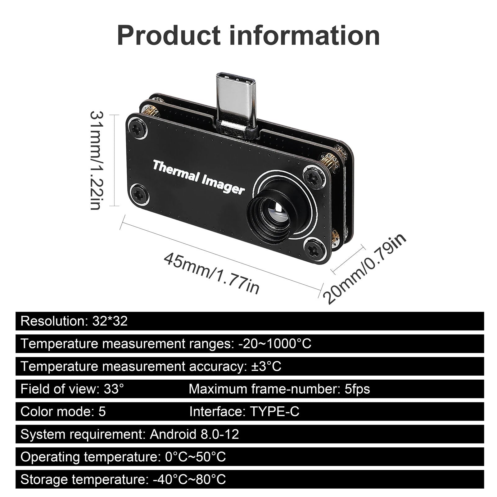 GreenZech Mobile 32 | Ultra-Portable Smartphone Thermal Camera | -20°C to 1000°C Extreme Temperature Measurement | Android Type-C Thermal Imager