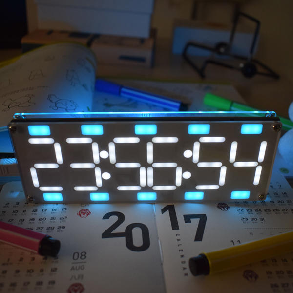 DIY 6 Digit LED Large Screen Two-Color Digital Tube Desktop Clock Kit Touch Control