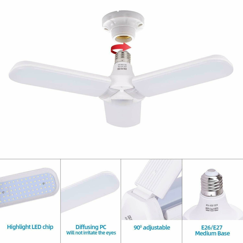 45W/60W Universal Deformable LED Garage Light E27 Foldable Ceiling Workshop Lamp