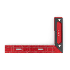 Red T-Shaped Woodworking Cross Ruler - Durable Aluminum Alloy, Precision Measurement Tool, 12/16 Inch Options