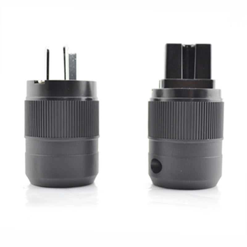 1 Pair AU-700 Gold-plated Copper Connector EU Plug for Hi-Fi Audio DIY Power Cord Cable