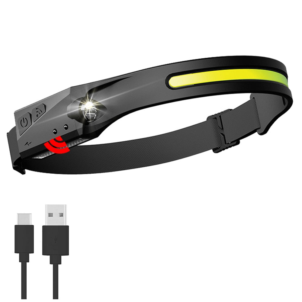 Trend Cob Headlights Outdoor Household Portable LED Headlight with Built-in 1200mah Battery USB Rechargeable Head Lamp