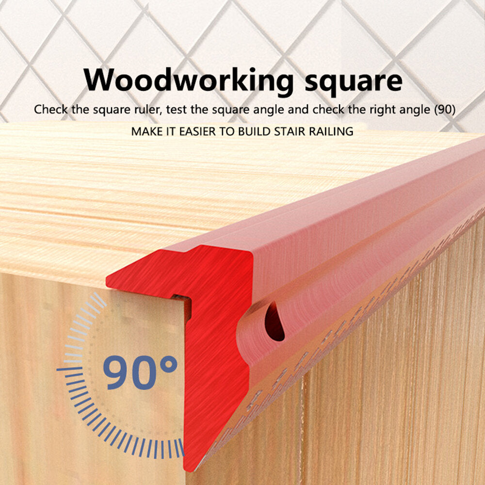 CNC Precision Woodworking Ruler - Durable Aluminum Alloy, V-Shaped, 12" & 330mm, Vertical/Horizontal Measurements