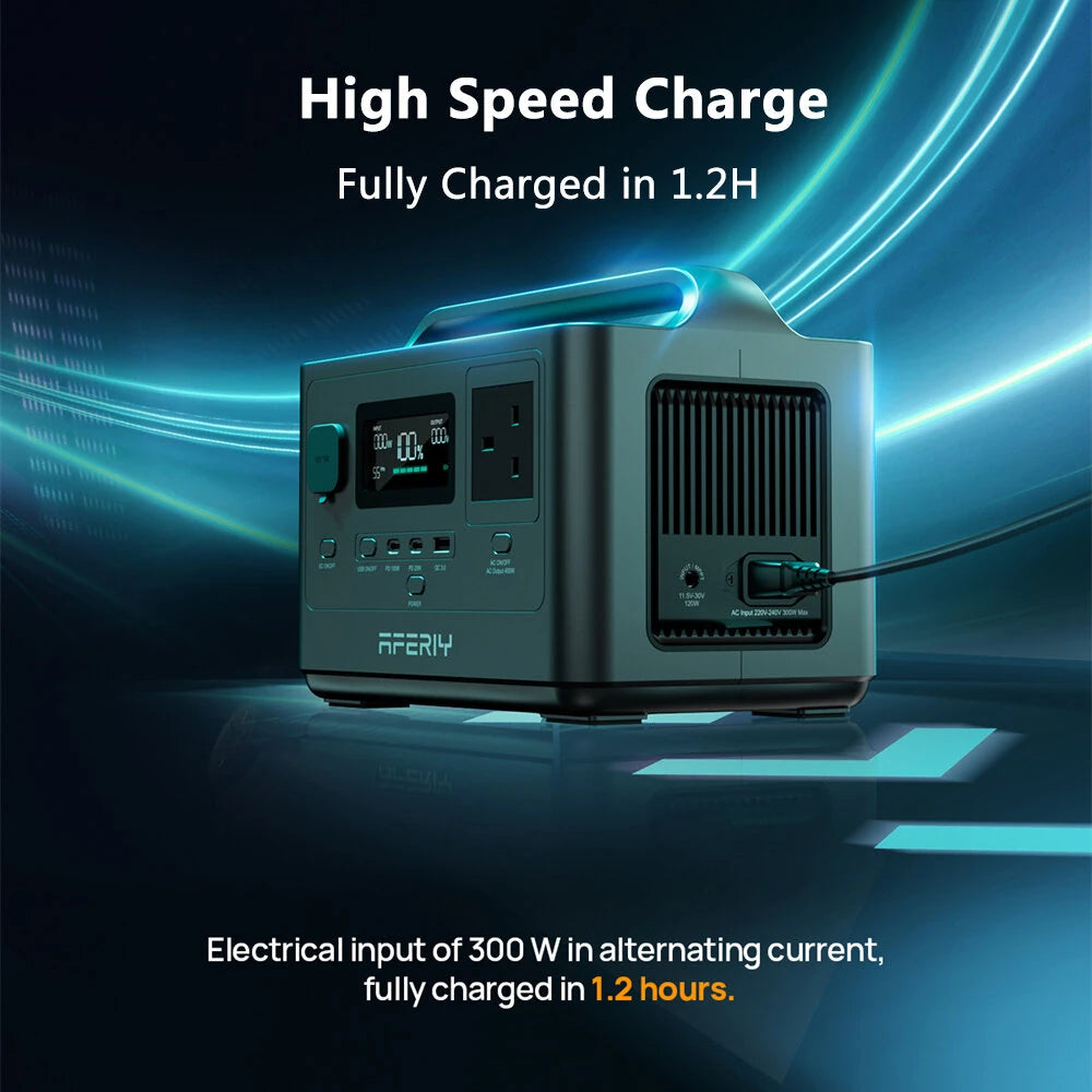 Portable Power Station 400W 256Wh LiFePO4 Battery, 300W AC & 120W Solar Charging for Reliable Backup for Camping,RV Outdoor Solar Generator