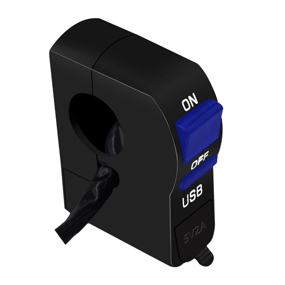 12V Motorcycle USB Charging Light ON OFF Handlebar Switch with Indicator Light Waterproof ATV Fog Spot