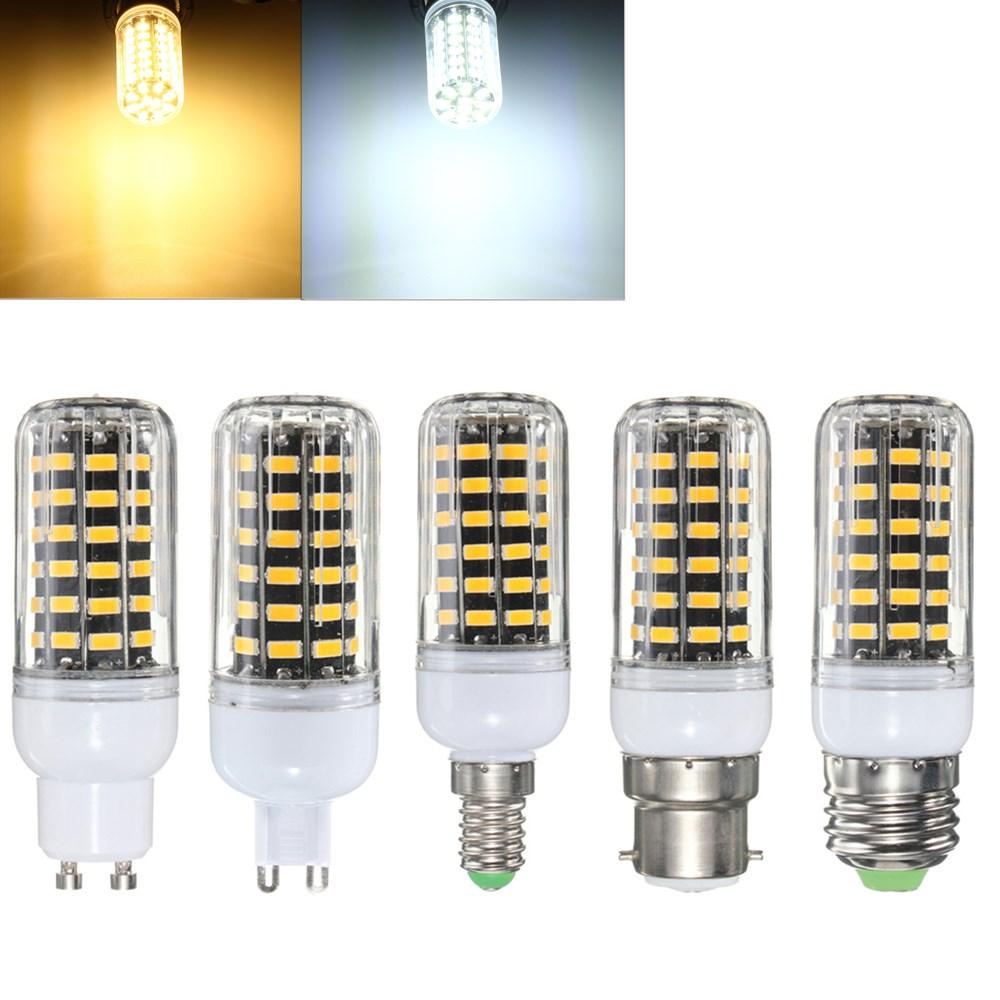 E27 E14 B22 G9 GU10 7W 64 SMD 5733 1000LM  LED Warm White White Cover Corn Bulb AC 220V