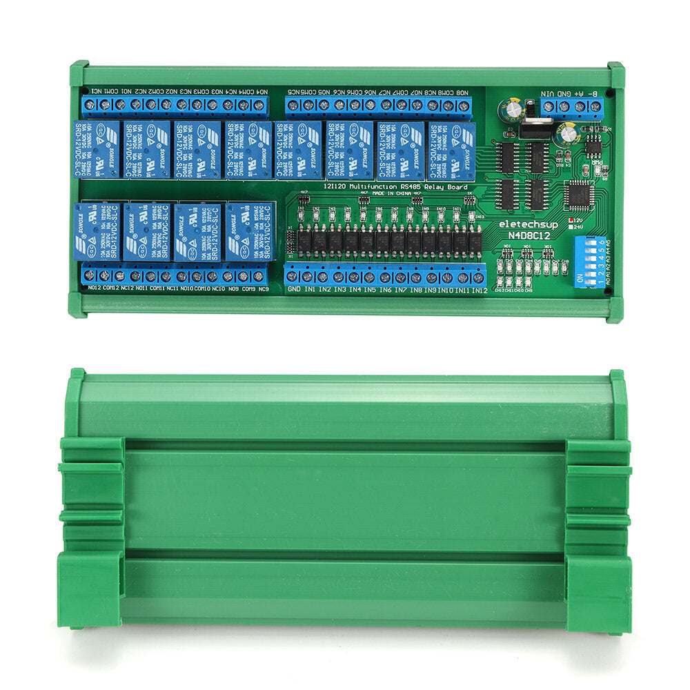 12V/24V RS485 Relay Modbus RTU Protocol DIN35 Rail Shell PLC Optional