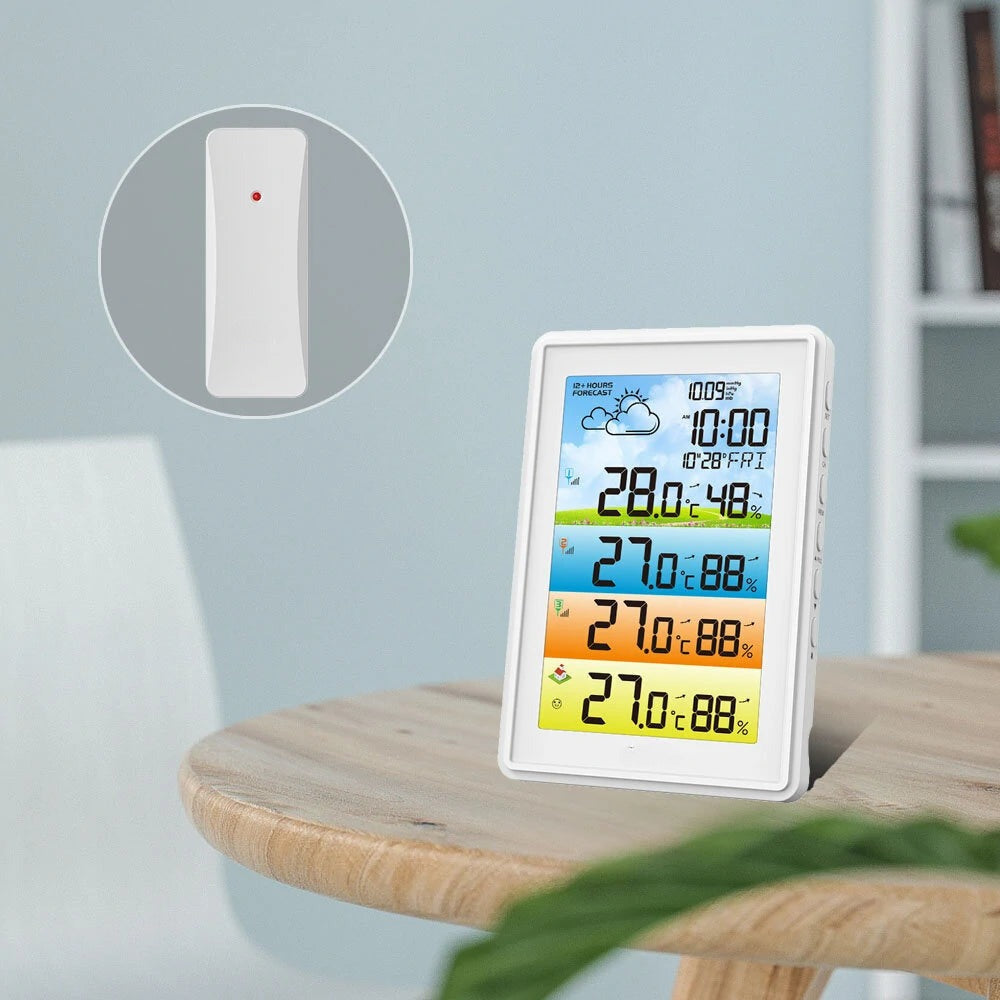 3 Sensors Weather Station Wireless Indoor Outdoor Thermometer with Alarm Clock / Calendar / Weather Forecast