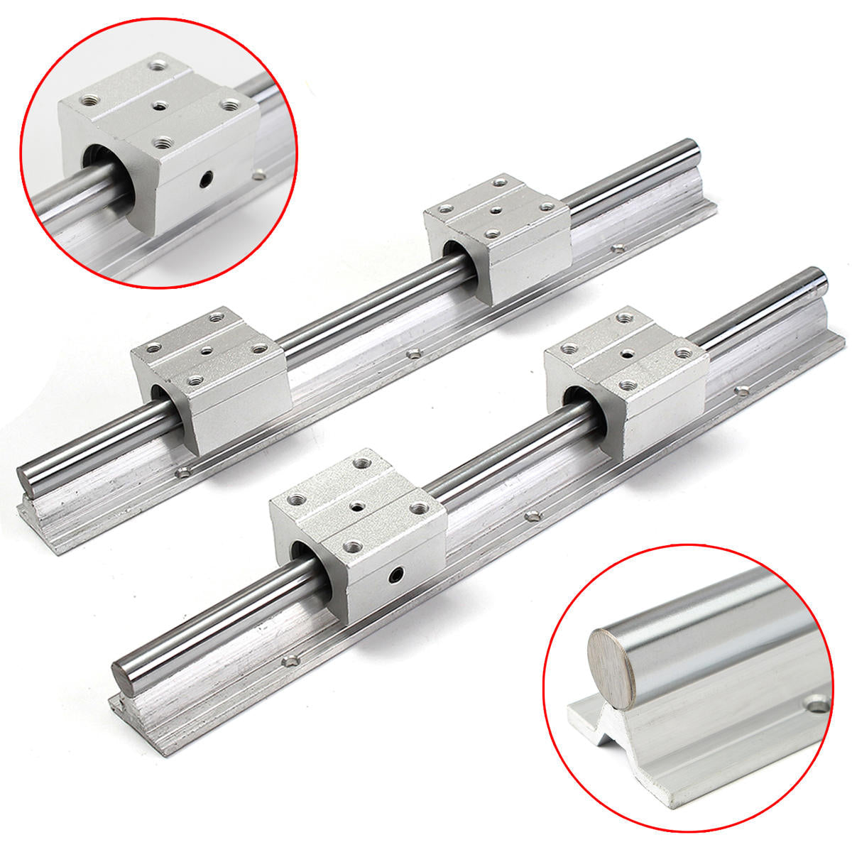 2pcs 400mm Linear Rail Fully Supported Shaft Rod With 4pcs SBR12UU Blocks Lathe Tool