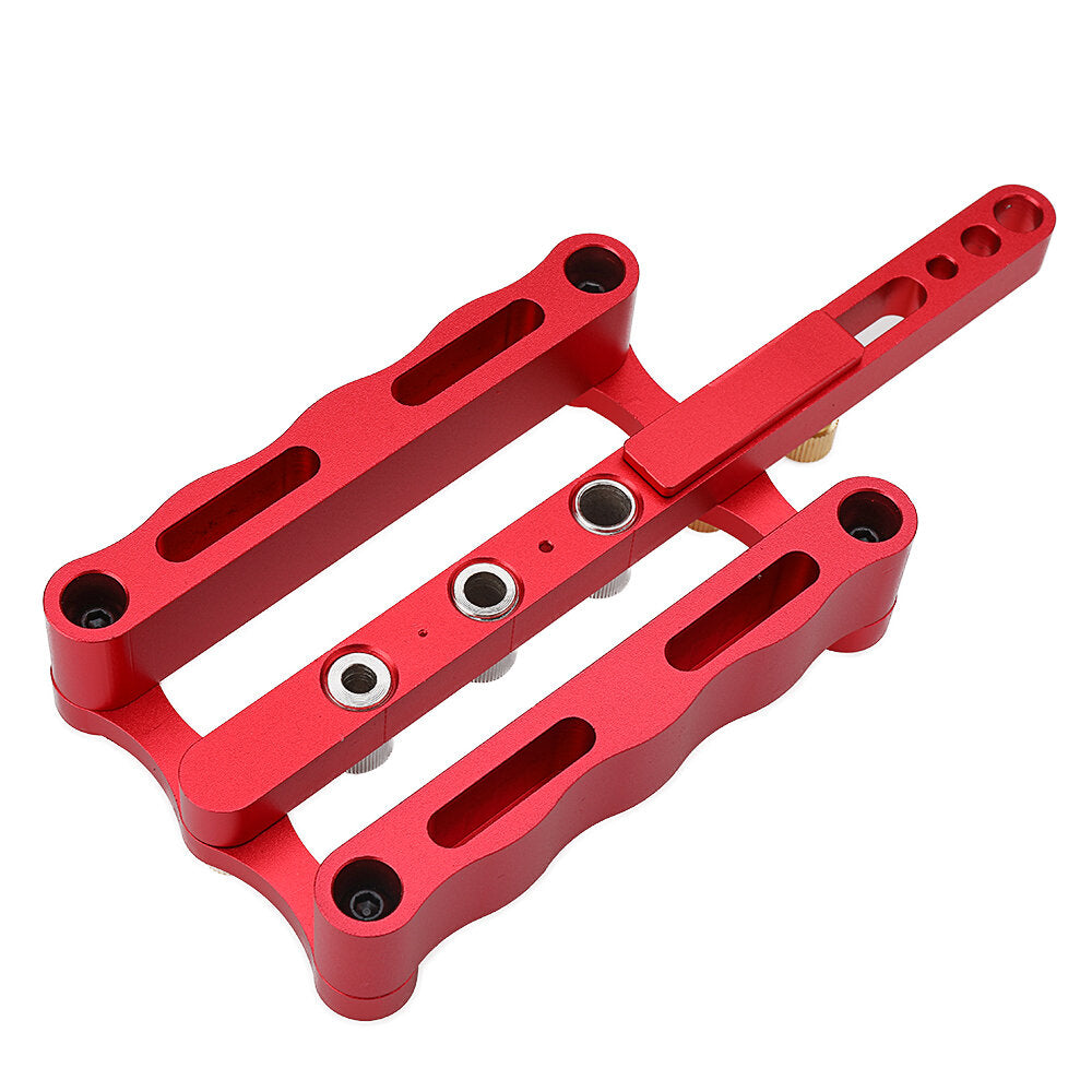 Self-Centering Doweling Jig for Woodworking, 6/8/10mm Drilling Tools, Durable Aluminum & Steel, Adjustable Stop