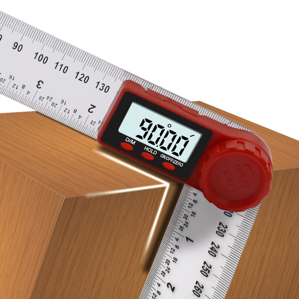 2 in 1 200/300mm Transparent Digital Angle Ruler 360 LCD Display Inclinometer