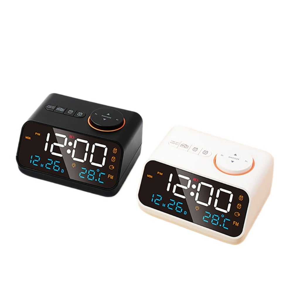 Digital FM Radio Alarm Clock with Dual Alarms, Snooze, Temperature, Date Display, and Memory Function