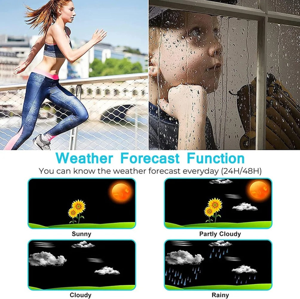 7-in-1 WiFi Weather Station with Outdoor Sensor - Temp/Humidity/Pressure/Wind/Rain/Moon Forecast, Wireless Indoor Clock