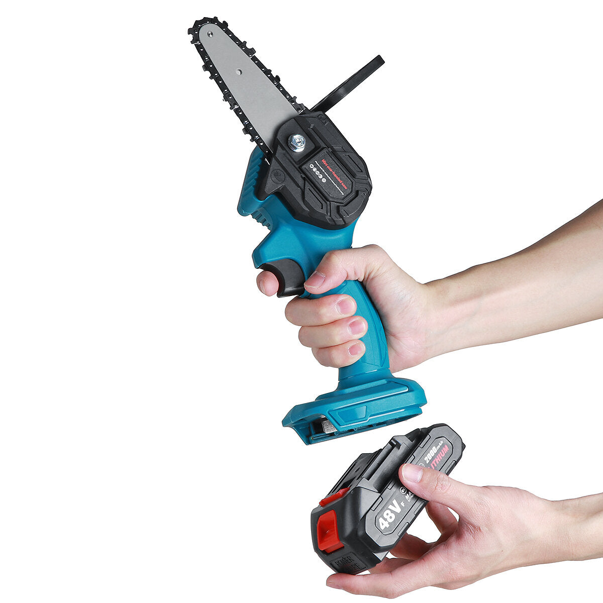 21V 4" Cordless Electric Chain Saw Rechargeable Woodworking Cutting Saw