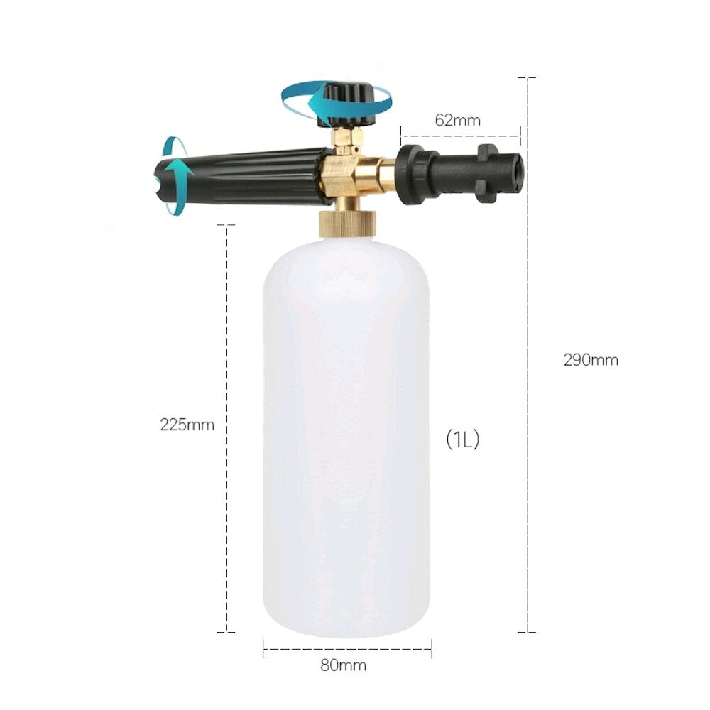 1L High Pressure Foam Pot 1/4 Quick Insert Fast Interface Adjustable Nozzle Head Pure Copper PA Foam Pot