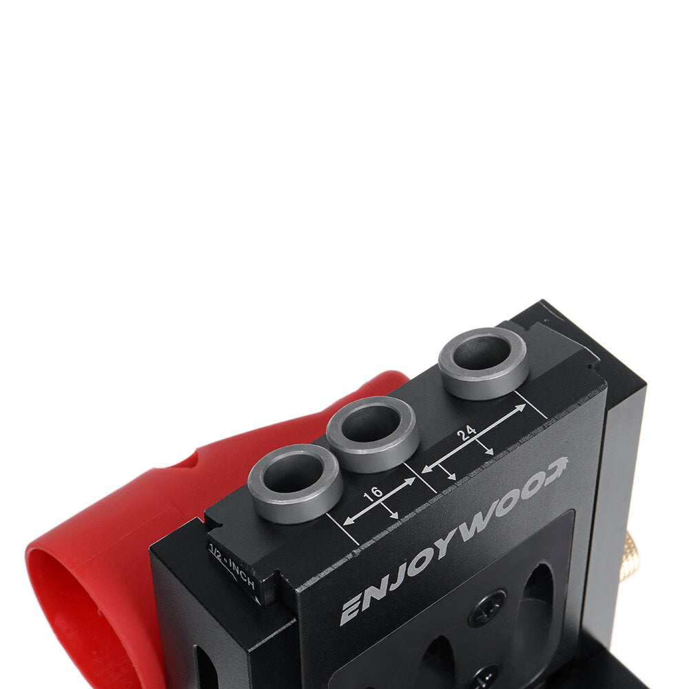 Pocket Hole Jig Kit Aluminum Alloy Adjustable Woodworking Drilling Guide for Angled Holes with Drill Bit