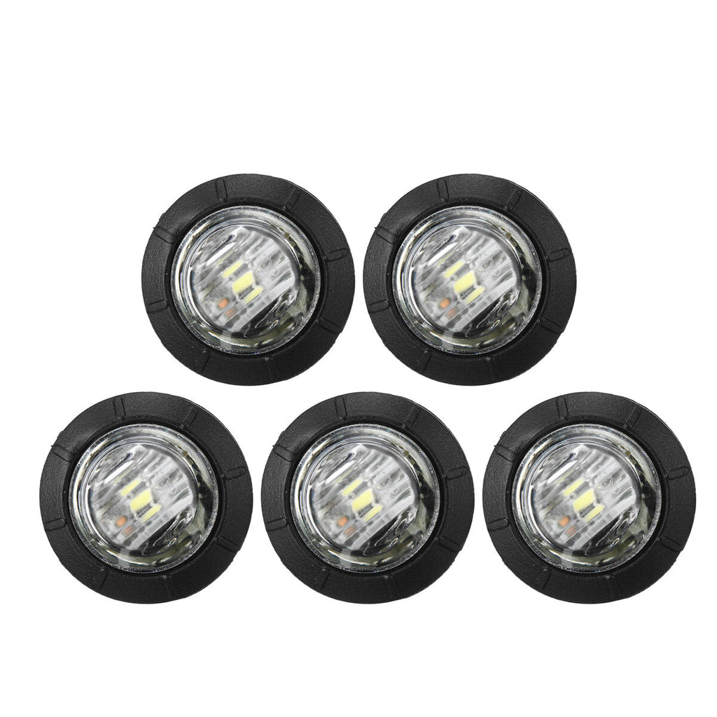 5pcs 24V Round LED Side Marker Light Indicator Lamp Truck Trailer Caravan Van