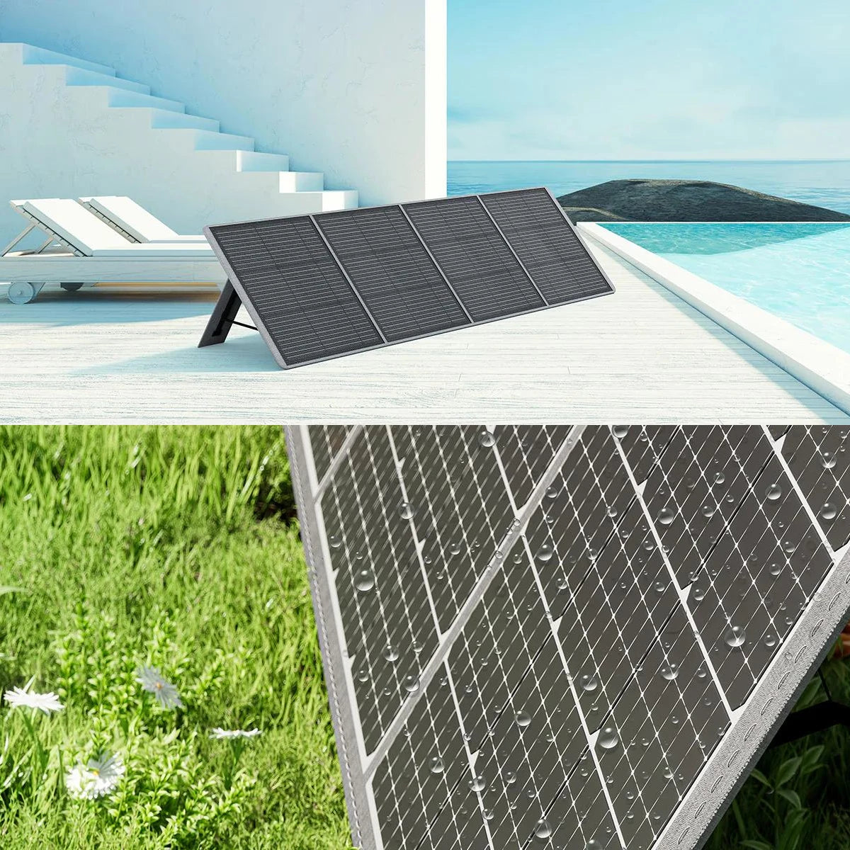 2400W 2048Wh LiFePO4 Portable Power Station with 2 x 200W Solar Panels, UK Plug, App Control & UPS for Camping & Home Backup