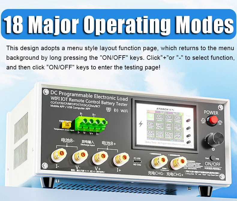 Electronic Load Tester 150/300/450/600W WiFi Tuya 0-200V 50A Battery Capacity Monitor Programmable Discharge Tool IPS Display High Precision Bluetooth Connection