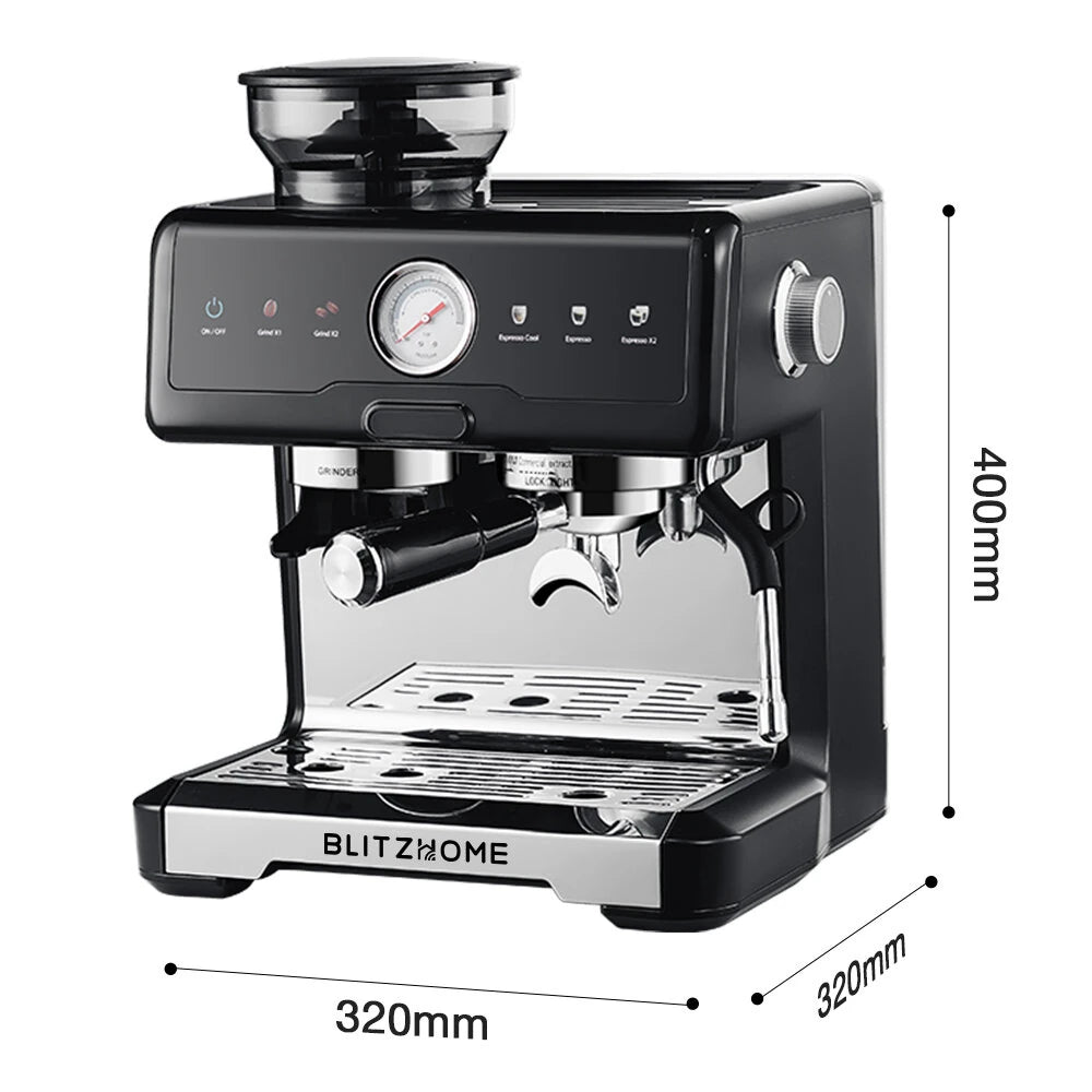 20-Bar 2200W Espresso Machine, Conical Burr Grinder, Dual Boiler & Pump, PID/NTC, Hot & Cold Brew, 58mm Portafilter & Steam Wand