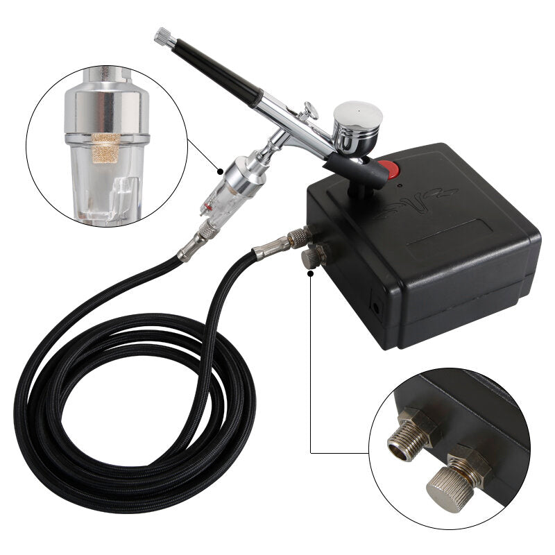Mini Air Pump Airbrush Set with Compressor 0.3mm Sprayer Airbrush Kit for Nail Airbrush for Model/Cake/Car Painting