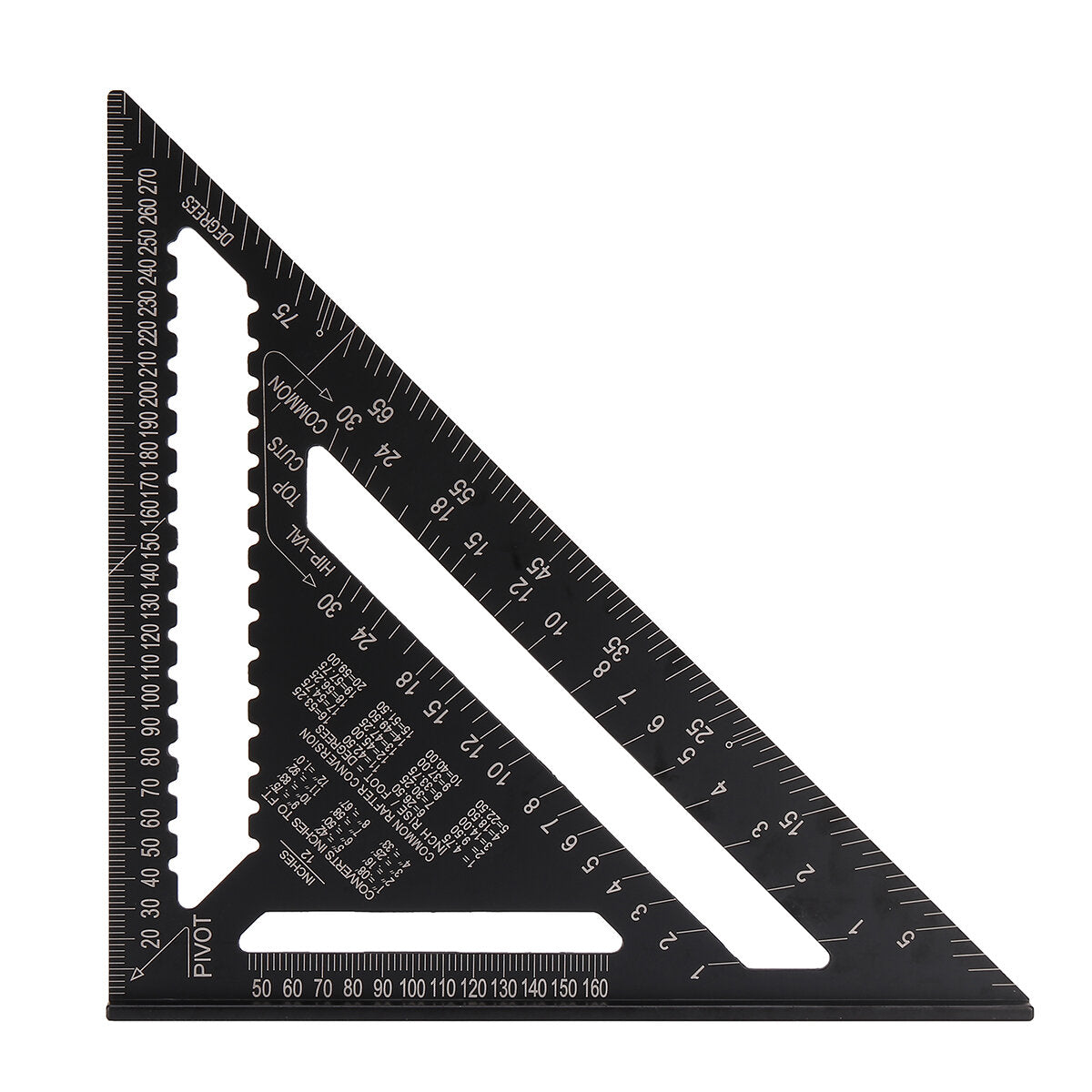 12-Inch Triangle Ruler - Versatile Protractor & Scriber Tool for Woodworking, Construction, Durable Aluminum Alloy, Metric/Imperial