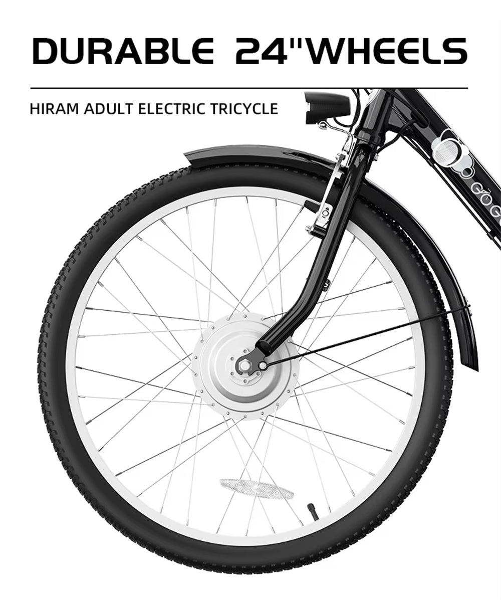 Electric Tricycle 36V 15AH Battery 350W Motor Recommended Top Speed 25KM/H 24inch 30-70KM Max Mileage 200KG Max Load Electric Tricycle