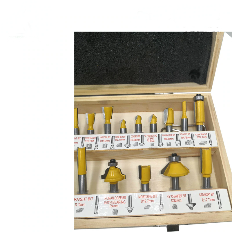 24PCS 8mm Shank DIY Woodworking Router Bits Set Milling Cutter for Wood Flush Straight Chamfer Trimming Engraving Tool