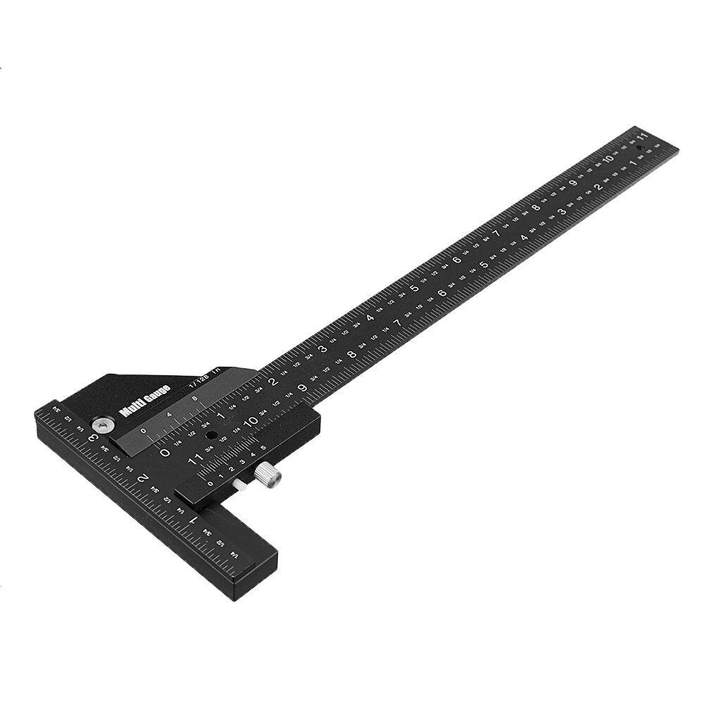 Multifunctional Woodworking Scriber Gauge - Aluminum Steel Measuring Tool for Carpentry, 11" with Inch & MM Scale