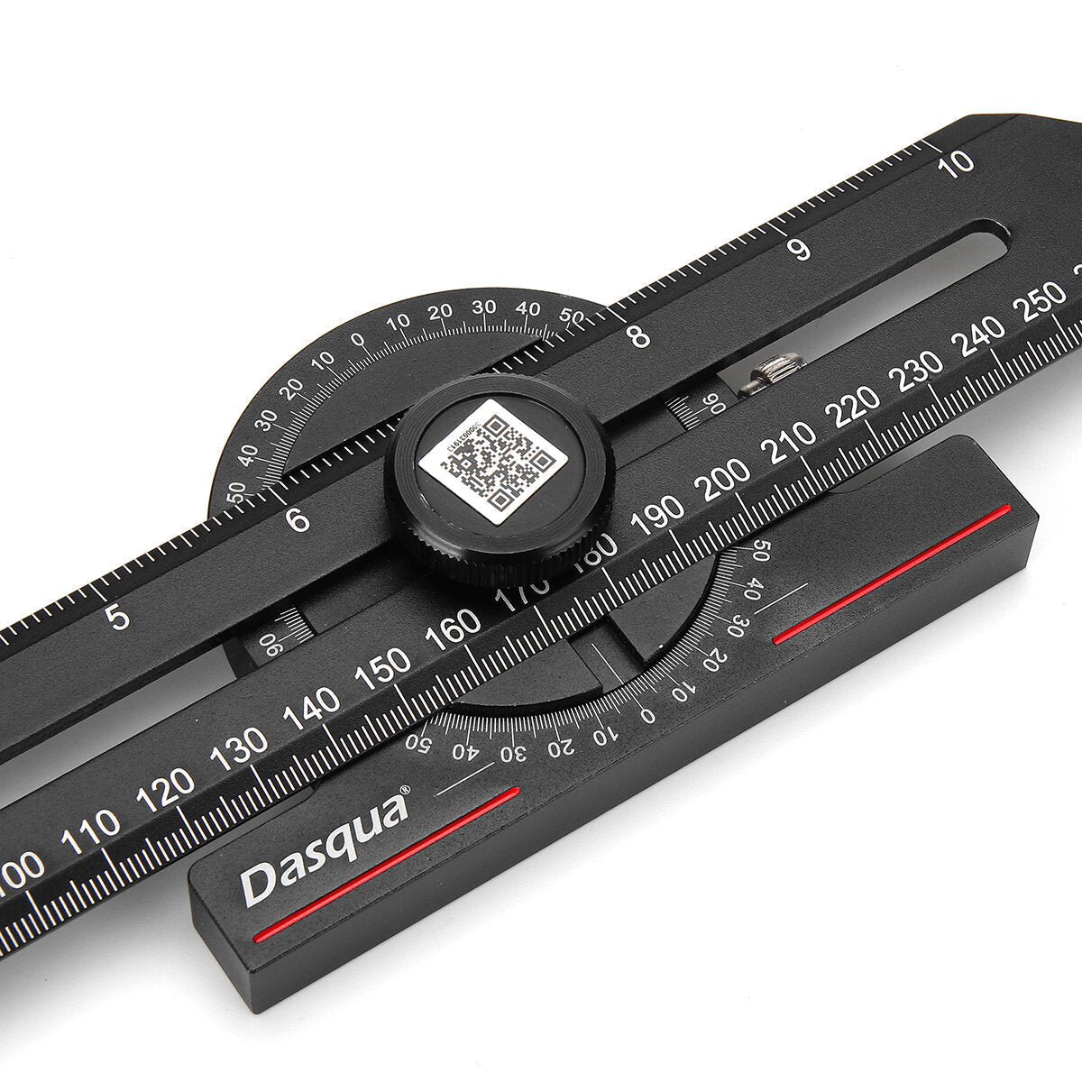 CNC Precision Gauge Ruler with 360° Rotation, Dual Metric & Inch Measurements, Durable Anodized Aluminum, Black