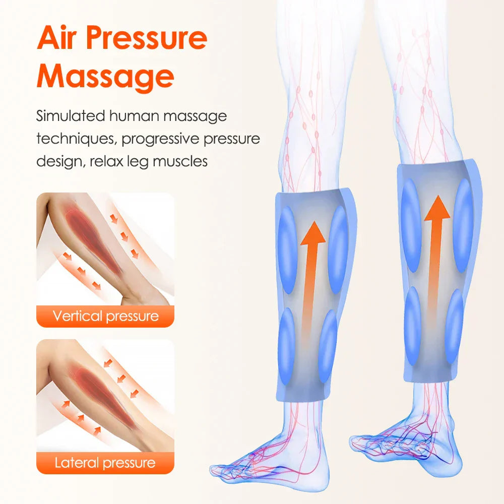 Electric Calf & Leg Massager with Air Pressure & Hot Compress - 4 Levels Massage for Muscle Relief & Blood Circulation