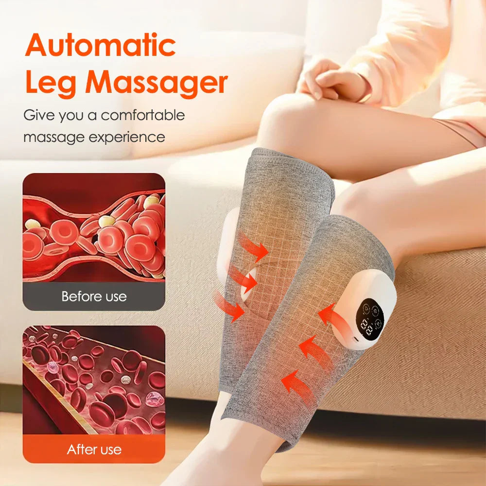 Electric Calf & Leg Massager with Air Pressure & Hot Compress - 4 Levels Massage for Muscle Relief & Blood Circulation