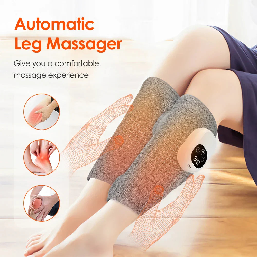 Electric Calf & Leg Massager with Air Pressure & Hot Compress - 4 Levels Massage for Muscle Relief & Blood Circulation